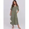 imageANRABESS Womens Casual Summer Ruffle Short Sleeve T Shirts Maxi Dress 2025 Fall V Neck Flowy Tiered Boho Beach DressesOlive