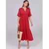 imageANRABESS Womens Casual Summer Ruffle Short Sleeve T Shirts Maxi Dress 2025 Fall V Neck Flowy Tiered Boho Beach DressesRed