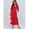 imageANRABESS Womens Casual Summer Ruffle Short Sleeve T Shirts Maxi Dress 2025 Fall V Neck Flowy Tiered Boho Beach DressesRed