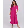imageANRABESS Womens Casual Summer Ruffle Short Sleeve T Shirts Maxi Dress 2025 Fall V Neck Flowy Tiered Boho Beach DressesRose