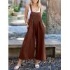 imageANRABESS Womens Jumpsuits Overalls Wide Leg Casual Summer Outfits Linen Rompers Jumpers Sleeveless Straps 2025 ClothesDark Brown
