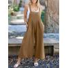 imageANRABESS Womens Jumpsuits Overalls Wide Leg Casual Summer Outfits Linen Rompers Jumpers Sleeveless Straps 2025 ClothesKhaki