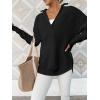 imageANRABESS Womens Long Sleeve Quarter Zip Pullover Sweater Casual Loose V Neck Collared Ribbed Knit Jumper Tops Thumb HoleBlack