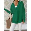 imageANRABESS Womens Long Sleeve Quarter Zip Pullover Sweater Casual Loose V Neck Collared Ribbed Knit Jumper Tops Thumb HoleGreen