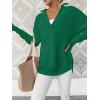 imageANRABESS Womens Long Sleeve Quarter Zip Pullover Sweater Casual Loose V Neck Collared Ribbed Knit Jumper Tops Thumb HoleGreen