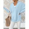 imageANRABESS Womens Long Sleeve Quarter Zip Pullover Sweater Casual Loose V Neck Collared Ribbed Knit Jumper Tops Thumb HoleLight Blue