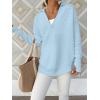 imageANRABESS Womens Long Sleeve Quarter Zip Pullover Sweater Casual Loose V Neck Collared Ribbed Knit Jumper Tops Thumb HoleLight Blue