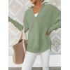 imageANRABESS Womens Long Sleeve Quarter Zip Pullover Sweater Casual Loose V Neck Collared Ribbed Knit Jumper Tops Thumb HoleLight Green
