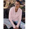 imageANRABESS Womens Long Sleeve Quarter Zip Pullover Sweater Casual Loose V Neck Collared Ribbed Knit Jumper Tops Thumb HolePink