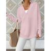 imageANRABESS Womens Long Sleeve Quarter Zip Pullover Sweater Casual Loose V Neck Collared Ribbed Knit Jumper Tops Thumb HolePink