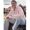 imageANRABESS Womens Long Sleeve Quarter Zip Pullover Sweater Casual Loose V Neck Collared Ribbed Knit Jumper Tops Thumb HolePink
