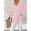 imageANRABESS Womens Long Sleeve Quarter Zip Pullover Sweater Casual Loose V Neck Collared Ribbed Knit Jumper Tops Thumb HolePink