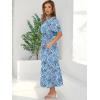 imageANRABESS Womens Summer Short Sleeve Maxi Dress 2025 Casual V Neck High Waist ALine Flowy Loose Tiered Boho Long DressesBlue Geometry