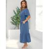 imageANRABESS Womens Summer Short Sleeve Maxi Dress 2025 Casual V Neck High Waist ALine Flowy Loose Tiered Boho Long DressesDark Blue