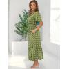 imageANRABESS Womens Summer Short Sleeve Maxi Dress 2025 Casual V Neck High Waist ALine Flowy Loose Tiered Boho Long DressesGreen Geometry
