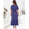 imageANRABESS Womens Summer Short Sleeve Maxi Dress 2025 Casual V Neck High Waist ALine Flowy Loose Tiered Boho Long DressesNavy Blue