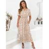 imageANRABESS Womens Summer Short Sleeve Maxi Dress 2025 Casual V Neck High Waist ALine Flowy Loose Tiered Boho Long DressesPrint Floral Brown