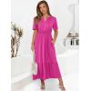 imageANRABESS Womens Summer Short Sleeve Maxi Dress 2025 Casual V Neck High Waist ALine Flowy Loose Tiered Boho Long DressesRed