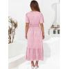 imageANRABESS Womens Summer Short Sleeve Maxi Dress 2025 Casual V Neck High Waist ALine Flowy Loose Tiered Boho Long DressesRed Pink Floral