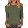 imageANRABESS Women Dressy Casual Blouse 34 Sleeve Shirts Pleated Round Neck Business Work Tunic Tops Spring Summer TeesArmy Green