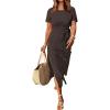 imageANRABESS Womens 2025 Summer Maxi Tshirt Dress Short Sleeve Crewneck Tie Waist Casual Slim Fit Slit Spring Long Beach DressesCoffee