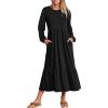imageANRABESS Womens Casual Long Sleeve Midi Dress 2025 Fall Crewneck A Line Tiered Flowy Loose Trendy Dresses with PocketsBlack