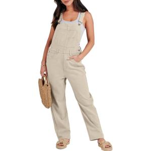 imageANRABESS Overalls for Women Loose Fit Denim Overalls Adjustable Strap Jean Jumpsuit Bib Romper 2025 Fall Casual Work OutfitsApricot
