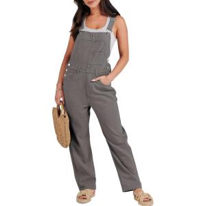 imageANRABESS Overalls for Women Loose Fit Denim Overalls Adjustable Strap Jean Jumpsuit Bib Romper 2025 Fall Casual Work OutfitsDeep Gray