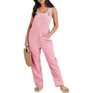 imageANRABESS Overalls for Women Loose Fit Denim Overalls Adjustable Strap Jean Jumpsuit Bib Romper 2025 Fall Casual Work OutfitsPink