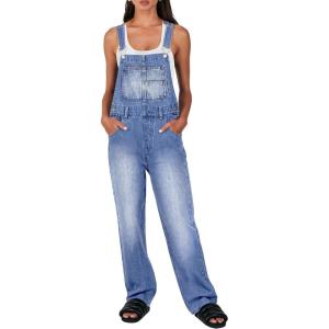 imageANRABESS Overalls for Women Loose Fit Denim Overalls Adjustable Strap Jean Jumpsuit Bib Romper 2025 Fall Casual Work OutfitsWashed Barnyard Blue
