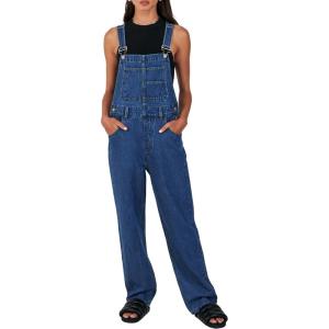 imageANRABESS Overalls for Women Loose Fit Denim Overalls Adjustable Strap Jean Jumpsuit Bib Romper 2025 Fall Casual Work OutfitsWashed Deep Blue