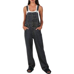 imageANRABESS Overalls for Women Loose Fit Denim Overalls Adjustable Strap Jean Jumpsuit Bib Romper 2025 Fall Casual Work OutfitsWashed Nightfall Blue