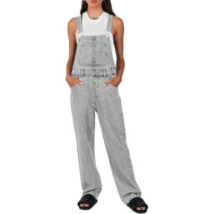 imageANRABESS Overalls for Women Loose Fit Denim Overalls Adjustable Strap Jean Jumpsuit Bib Romper 2025 Fall Casual Work OutfitsWashed Retro Gray Blue