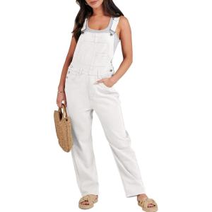 imageANRABESS Overalls for Women Loose Fit Denim Overalls Adjustable Strap Jean Jumpsuit Bib Romper 2025 Fall Casual Work OutfitsWhite