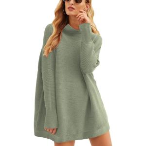 imageANRABESS Women Oversized Casual Loose Turtleneck Long Sleeve Slouchy Baggy Knit Tunic Sweaters Pullover 2025 Fall OutfitsGrass