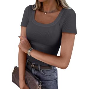 imageANRABESS Women Short Sleeve Tops Scoop Neck Ribbed Knit Slim Fitted Basic Tee Shirts 2025 Casual Summer Trendy ClothesDark Grey