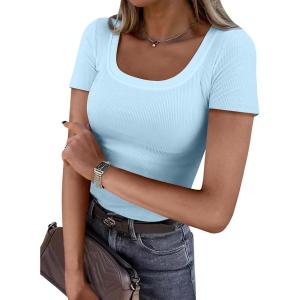 imageANRABESS Women Short Sleeve Tops Scoop Neck Ribbed Knit Slim Fitted Basic Tee Shirts 2025 Casual Summer Trendy ClothesLight Blue2