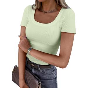 imageANRABESS Women Short Sleeve Tops Scoop Neck Ribbed Knit Slim Fitted Basic Tee Shirts 2025 Casual Summer Trendy ClothesLight Green