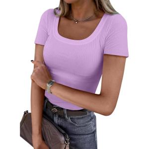 imageANRABESS Women Short Sleeve Tops Scoop Neck Ribbed Knit Slim Fitted Basic Tee Shirts 2025 Casual Summer Trendy ClothesLight Purple