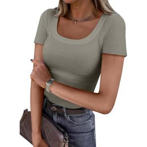 imageANRABESS Women Short Sleeve Tops Scoop Neck Ribbed Knit Slim Fitted Basic Tee Shirts 2025 Casual Summer Trendy ClothesSage Green