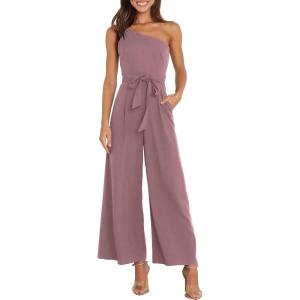 imageANRABESS Women Summer Dressy Jumpsuits One Shoulder Sleeveless Casual Wide Leg Pants Romper Jumper 2025 Trendy OutfitsPink