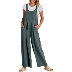 imageANRABESS Womens Jumpsuits Overalls Wide Leg Casual Summer Outfits Linen Rompers Jumpers Sleeveless Straps 2025 ClothesGrey Blue