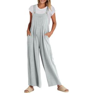 imageANRABESS Womens Jumpsuits Overalls Wide Leg Casual Summer Outfits Linen Rompers Jumpers Sleeveless Straps 2025 ClothesLight Gray