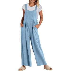 imageANRABESS Womens Jumpsuits Overalls Wide Leg Casual Summer Outfits Linen Rompers Jumpers Sleeveless Straps 2025 ClothesSky