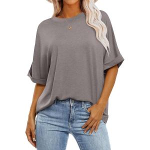imageANRABESS Womens Tops Oversized T Shirts Short Sleeve Crewneck Summer Casual Loose Basic Tee Shirt 2025 Trendy Fashion ClothesBrown