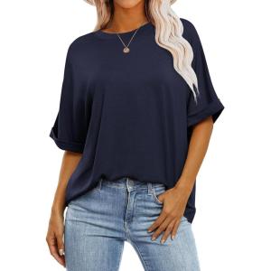 imageANRABESS Womens Tops Oversized T Shirts Short Sleeve Crewneck Summer Casual Loose Basic Tee Shirt 2025 Trendy Fashion ClothesNavy Blue