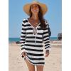 imageANRABESS Beach Cover Ups for Women Crochet Swimsuit Bathing Suit Swimwear Bikini Mesh Knit Dress 2025 Summer Vacation OutfitsBlack White Stripe
