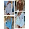 imageANRABESS Beach Cover Ups for Women Crochet Swimsuit Bathing Suit Swimwear Bikini Mesh Knit Dress 2025 Summer Vacation OutfitsBrown
