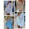 imageANRABESS Beach Cover Ups for Women Crochet Swimsuit Bathing Suit Swimwear Bikini Mesh Knit Dress 2025 Summer Vacation OutfitsKhaki