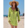 imageANRABESS Beach Cover Ups for Women Crochet Swimsuit Bathing Suit Swimwear Bikini Mesh Knit Dress 2025 Summer Vacation OutfitsNeon Green